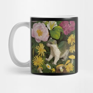 watercolor flowers surrounding a wild weasel Mug